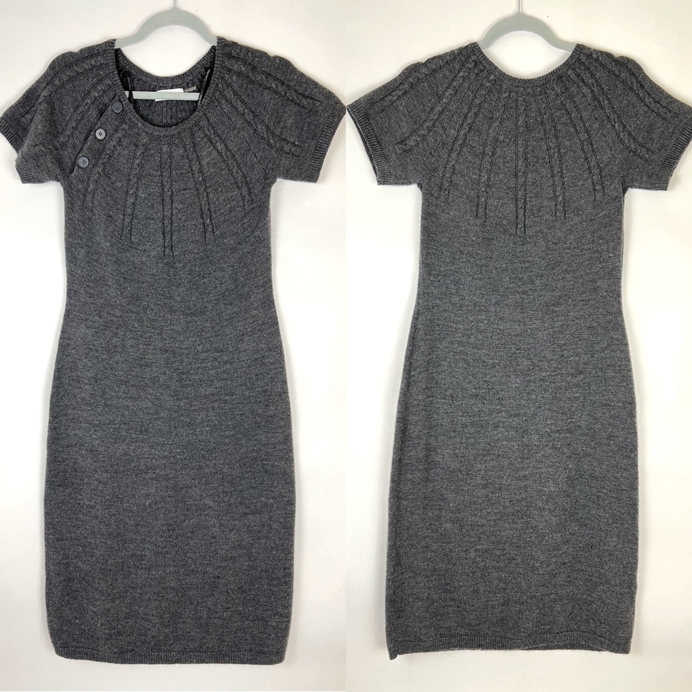 CALVIN KLEIN short sleeve sweater dress charcoal gray S